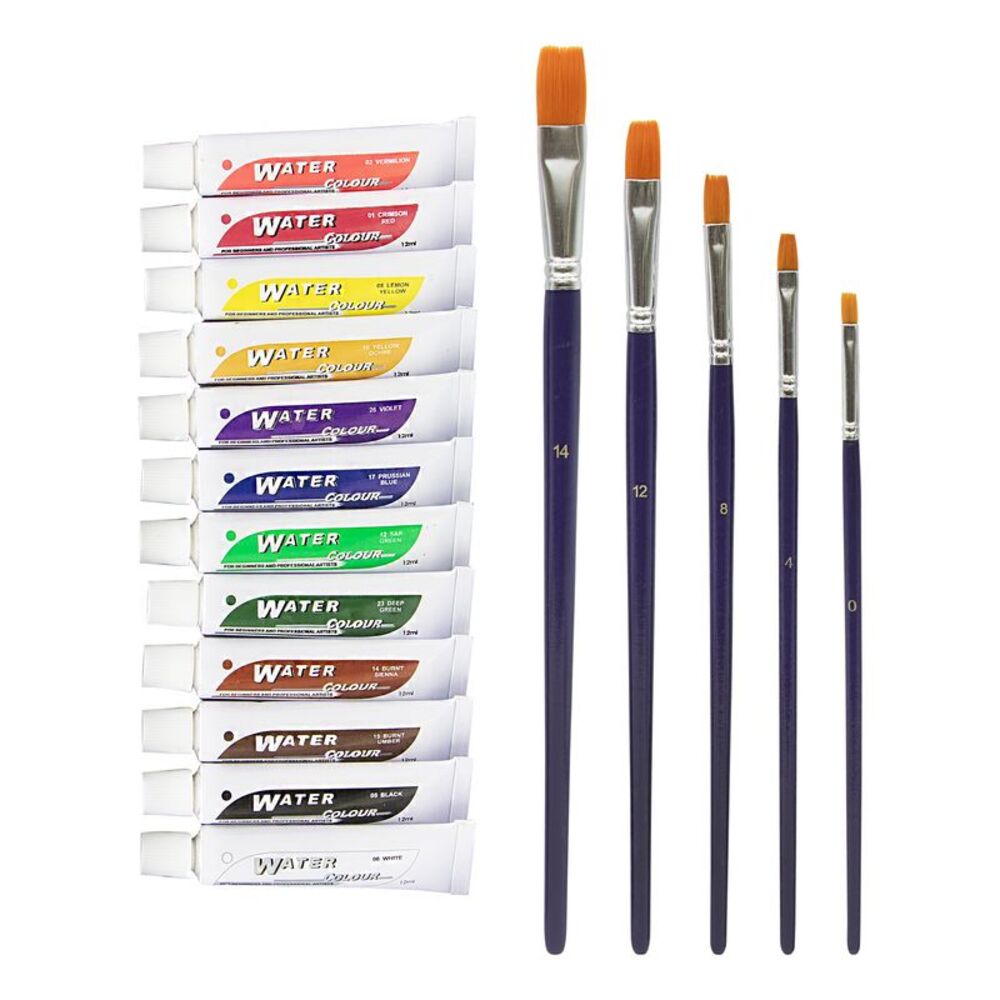 Artists Watercolor and Paint Brush 17 Piece Gift Set